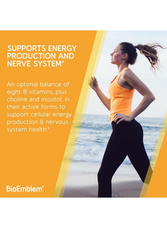 BioEmblem Vitamin B-Complex - All 8 Active Forms with Methyl Folate, Methyl B12, B6, Biotin Plus Choline Inositol, Supports Energy, Metabolism, Brain, Heart Health - B Vitamin Supplement 90 Capsules - Image 2