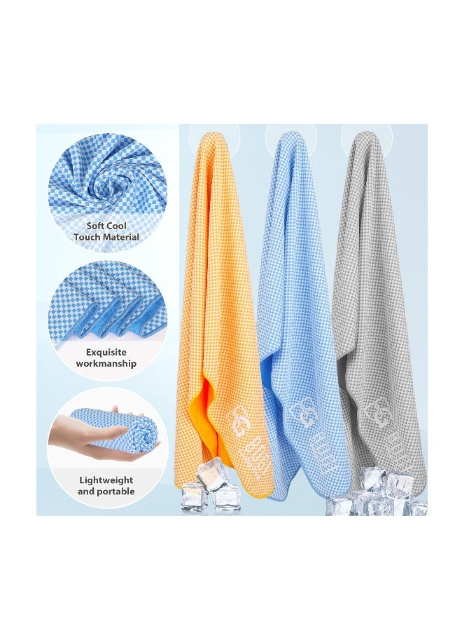 Cooling Towel, 2 Pack Cooling Towels for Neck and Face, Ice Towel for Instant Cooling, Soft Breathable Chilly Towel, Stay Cool for Yoga, Sport, Gym, Camping, More Activities(Blue+Grey)(40x12) - Image 3