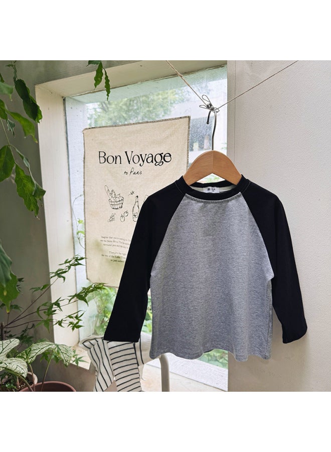 Boys And Girls Loose Casual Bottoming Shirts Spring & Fall New Small And Medium-sized Kidsren's Long-sleeved T-shirt Outer Tops