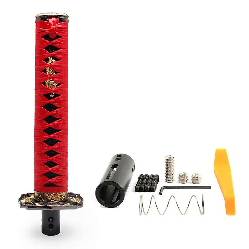 WENJTP Katana Automatic Shift Knob for LockButton Automatic TransmissionIndividuality Samurai Sword Gear Shifter Red Black20cm