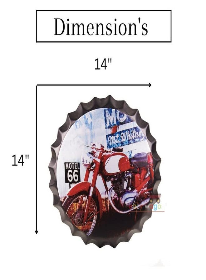 EAZYWAGON Decorative Metal Bottle Caps Wall Sign Plates - 14X14 Inches - Route66 Red | Metal Sign Wall Hanging Bottle Cap for Home, Farmhouse, Bar & Cafe Decoration | Vintage & Retro Look Wall Plaques - Image 4