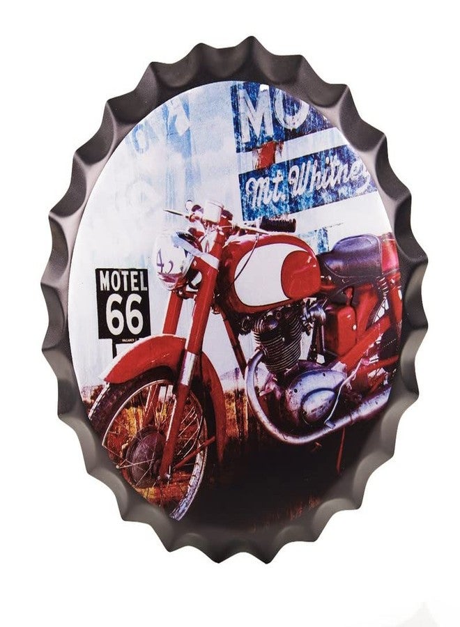EAZYWAGON Decorative Metal Bottle Caps Wall Sign Plates - 14X14 Inches - Route66 Red | Metal Sign Wall Hanging Bottle Cap for Home, Farmhouse, Bar & Cafe Decoration | Vintage & Retro Look Wall Plaques - Image 1