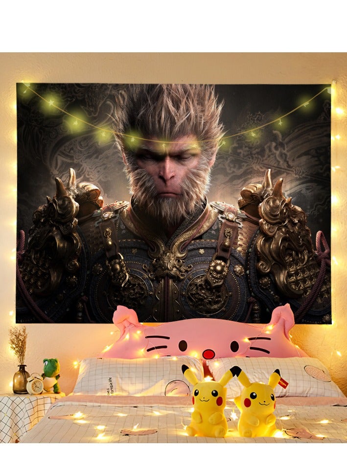 1.5Mx2M Black Myth Wukong Game Hanging Cloth Poster Decoration Painting Wall Cloth Esports Game Internet Cafe Background Cloth With USB Star Light