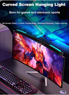Generic Curved Monitor Light Bar RGB Backlight, Eye-Care Dual Light Computer Light Bar Gaming Home Office Desk Lamp,15 Modes Dimmable Backlight,3 Color Temperature Adjustable Brightness,Ra80 Screen Light Bar  - Image 2