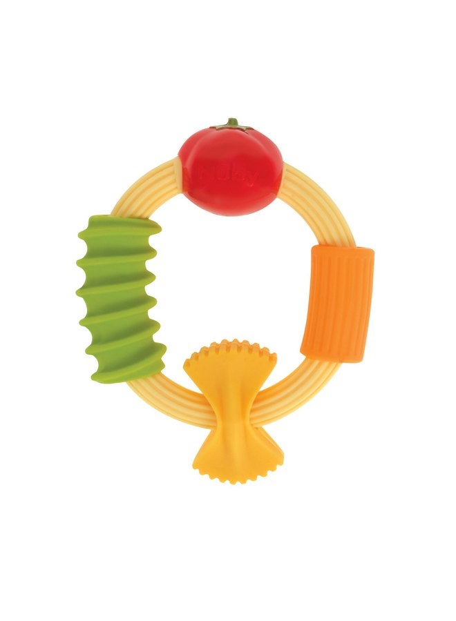 Nuby Pasta Ring Teether - Soft Silicone, Multi-Textured Surface, Easy Grip, Teething Relief for Babies 3+ Months - Image 1