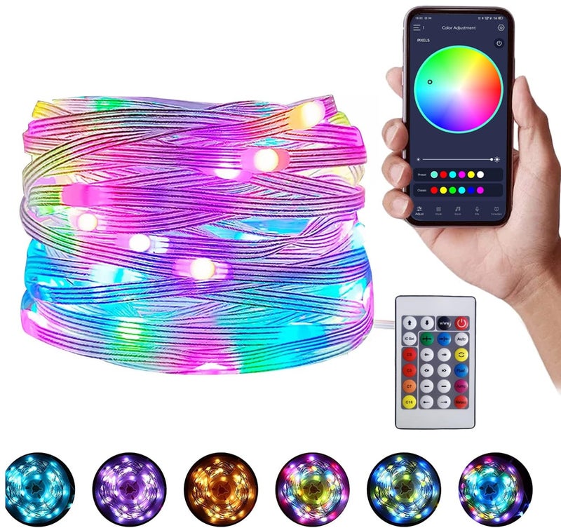 XERGY Smart RGB Fairy String Lights – App & IR Remote Control,High Brightness LED,Waterproof, Dimmable, Multicolor Lights for Diwali, Christmas & Parties Decoration (USB Powered, 5 Meter) - Image 3