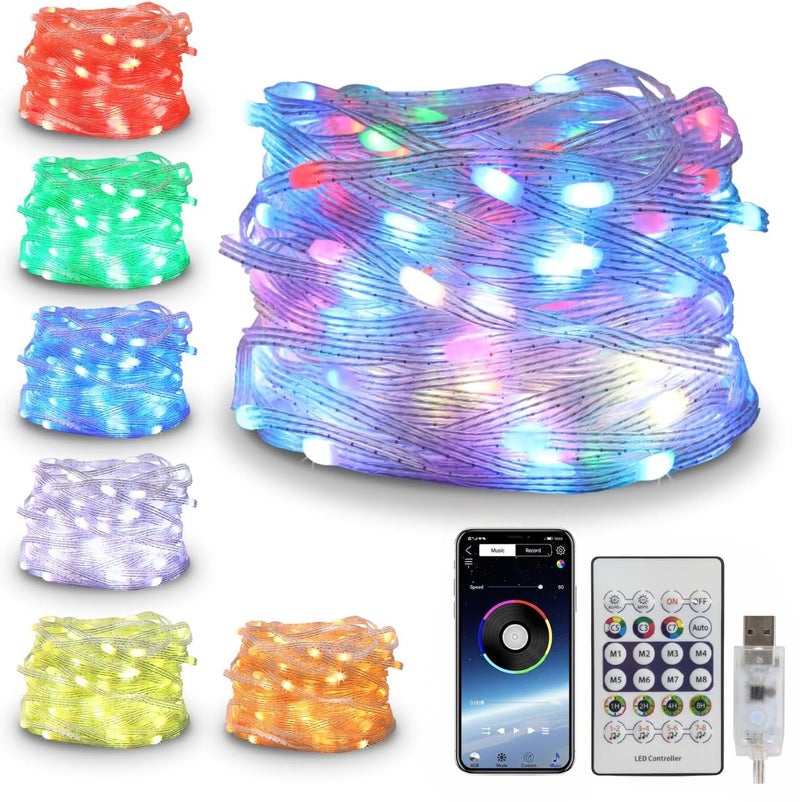 XERGY Smart RGB Fairy String Lights – App & IR Remote Control,High Brightness LED,Waterproof, Dimmable, Multicolor Lights for Diwali, Christmas & Parties Decoration (USB Powered, 5 Meter) - Image 1