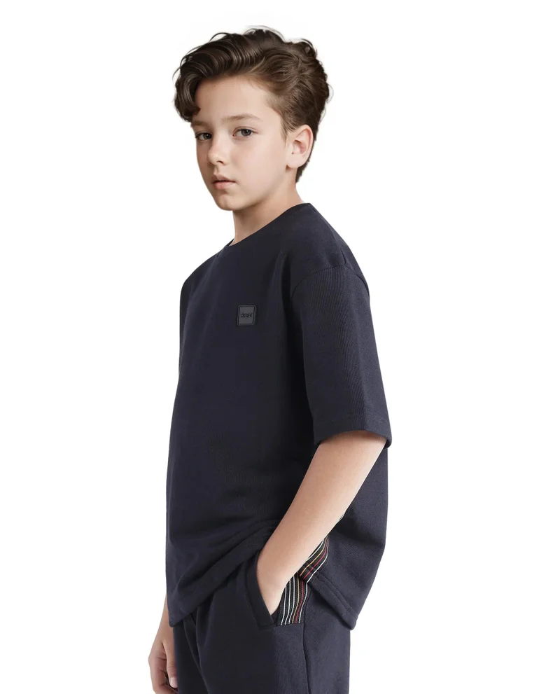 Rare Ones Rare Ones Kids Sans Black Cotton Poly Short Sleeve Crew Neck Applique T-Shirt