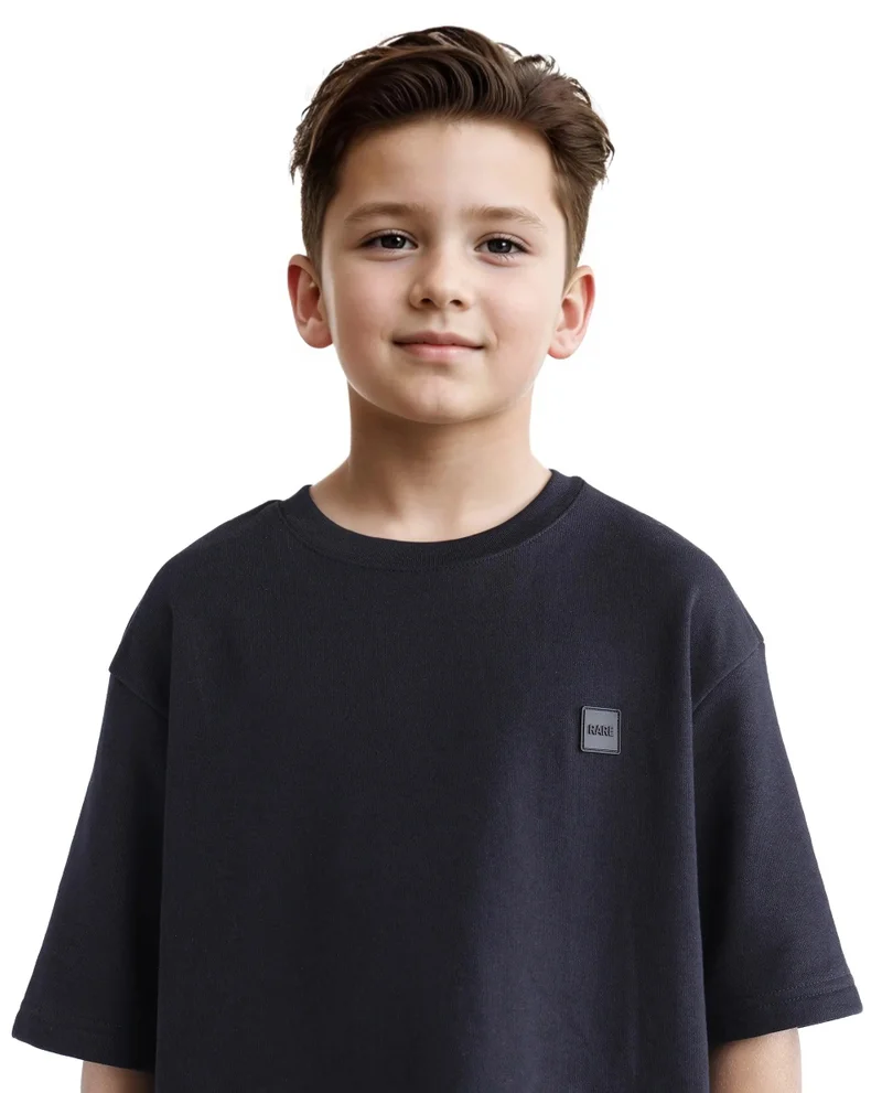 Rare Ones Rare Ones Kids Sans Black Cotton Poly Short Sleeve Crew Neck Applique T-Shirt