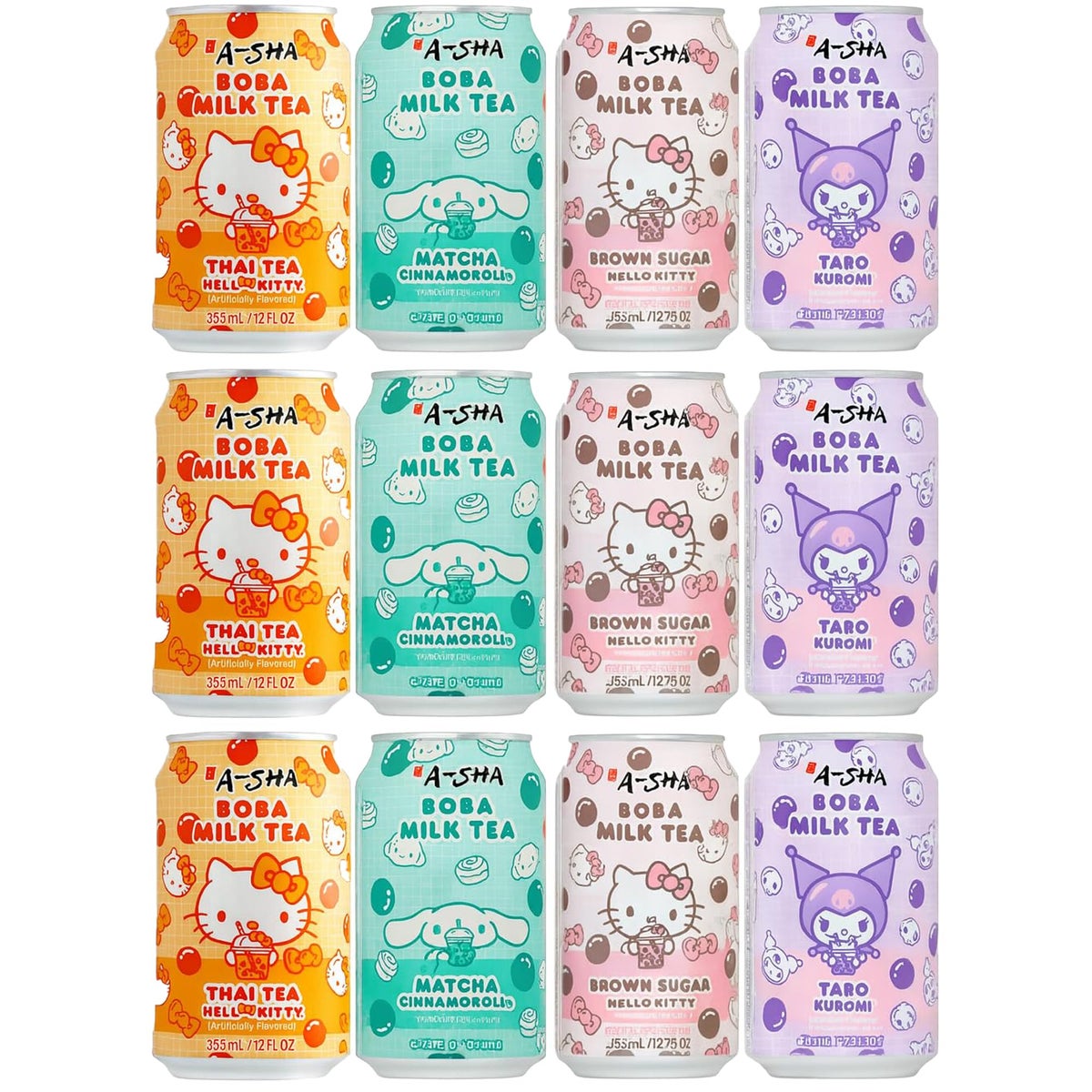 Generic [Pack of 12] Kawaii Canned Boba Milk Tea Variety Pack - (Brown ...
