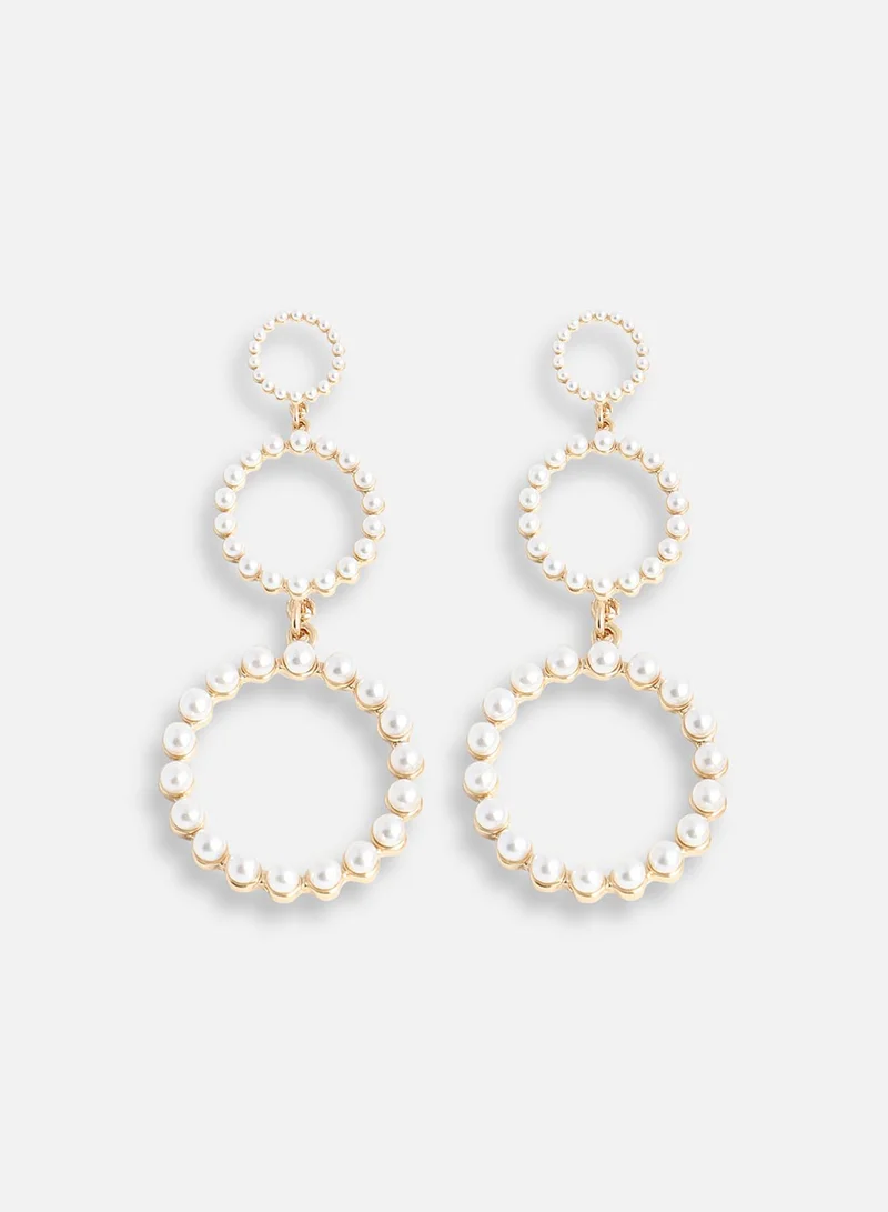 سوهي قرط متدلي من الحجر مصمم للحفلات مطلي بالذهب