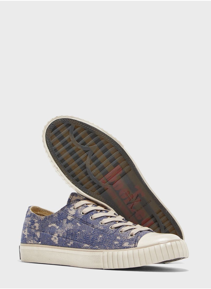 John Varvatos - Abstract Camo Jacquard Sneakers - Image 1
