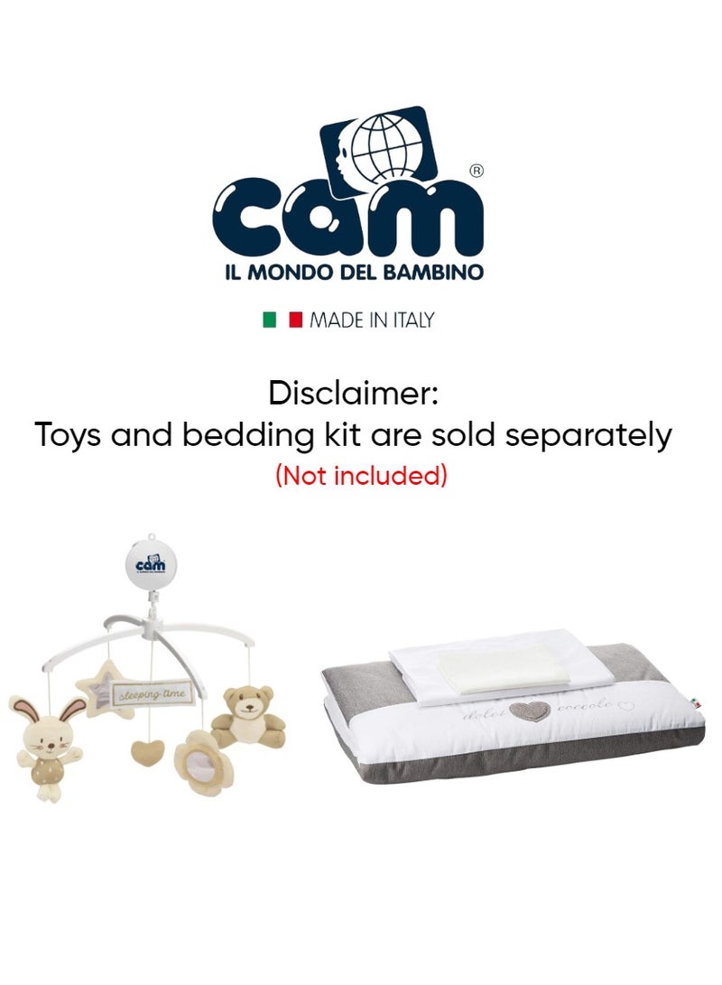 cam سرير أطفال Cullami Co، رمادي غامق، صنع في إيطاليا مع وظيفة النوم المشترك، مناسب لكل سرير، سرير أطفال محمول وقابل للتحويل مع ناموسية، سرير أطفال، قماش ناعم - Image 2