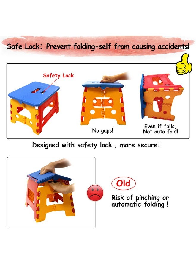 SUMBABO Kids Folding Step Stool for Toddlers Bathroom Sink - Safety Lock to Stable（1 Pack = Red+Blue） - Image 2