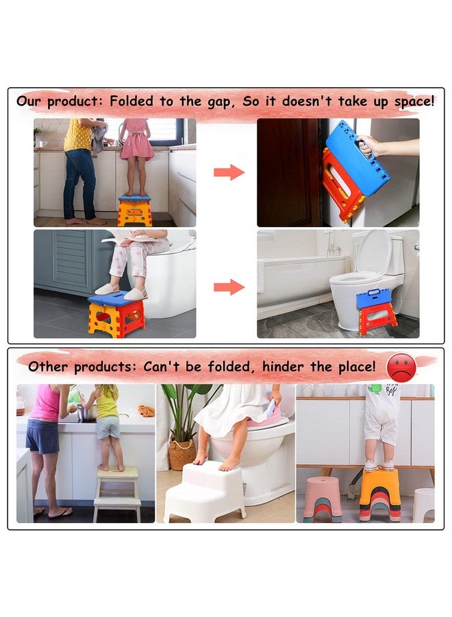 SUMBABO Kids Folding Step Stool for Toddlers Bathroom Sink - Safety Lock to Stable（1 Pack = Red+Blue） - Image 3