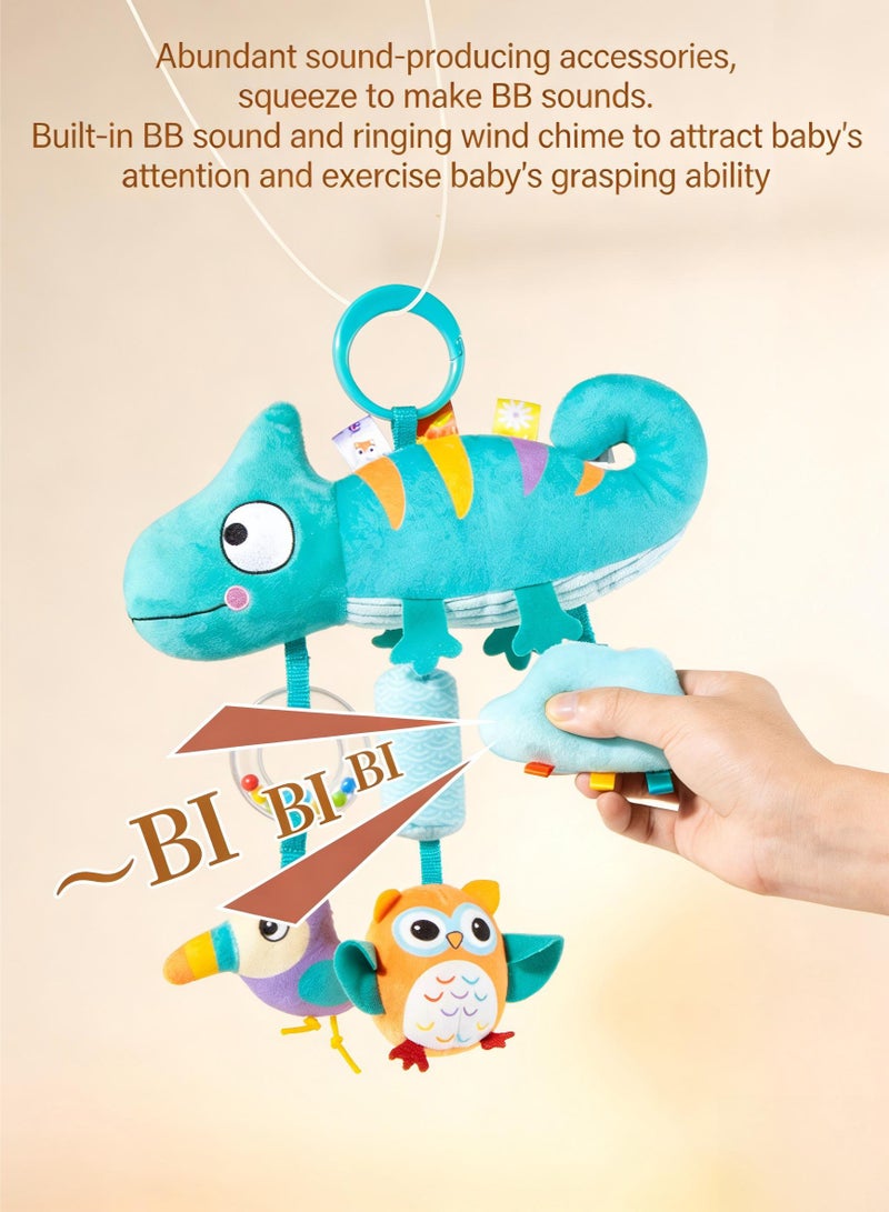 Gonice Chameleon Baby Sensory Toy Plush Stroller & Crib Activity Toy with Bell and Buzzer Sounds Soft Travel Essentials for Newborns - Image 3