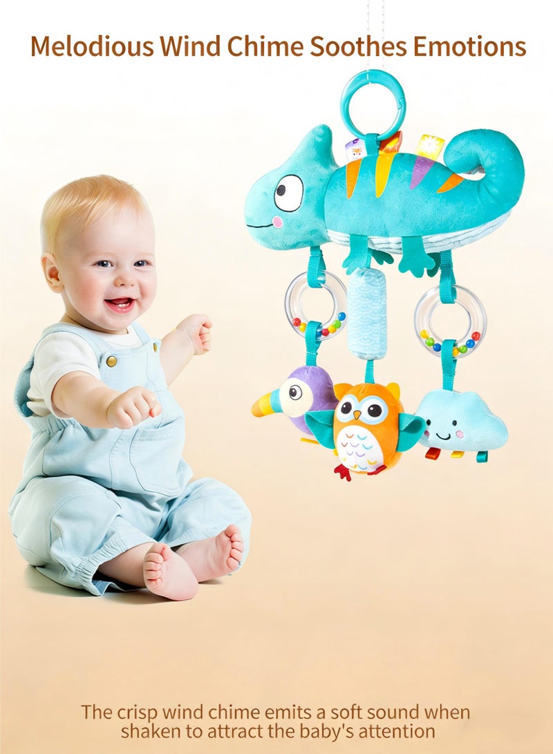 Gonice Chameleon Baby Sensory Toy Plush Stroller & Crib Activity Toy with Bell and Buzzer Sounds Soft Travel Essentials for Newborns - Image 2