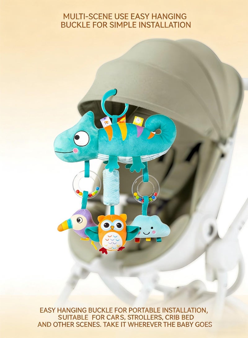 Gonice Chameleon Baby Sensory Toy Plush Stroller & Crib Activity Toy with Bell and Buzzer Sounds Soft Travel Essentials for Newborns - Image 4