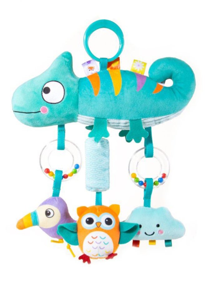 Gonice Chameleon Baby Sensory Toy Plush Stroller & Crib Activity Toy with Bell and Buzzer Sounds Soft Travel Essentials for Newborns - Image 1