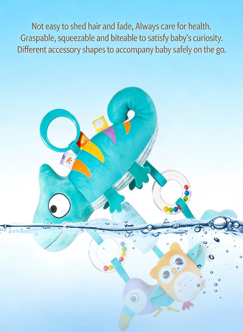 Gonice Chameleon Baby Sensory Toy Plush Stroller & Crib Activity Toy with Bell and Buzzer Sounds Soft Travel Essentials for Newborns - Image 5