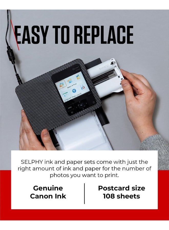 Canon SELPHY Compact Photo Printer Postcard Size Color Ink/Paper Set RP-108 - Image 4