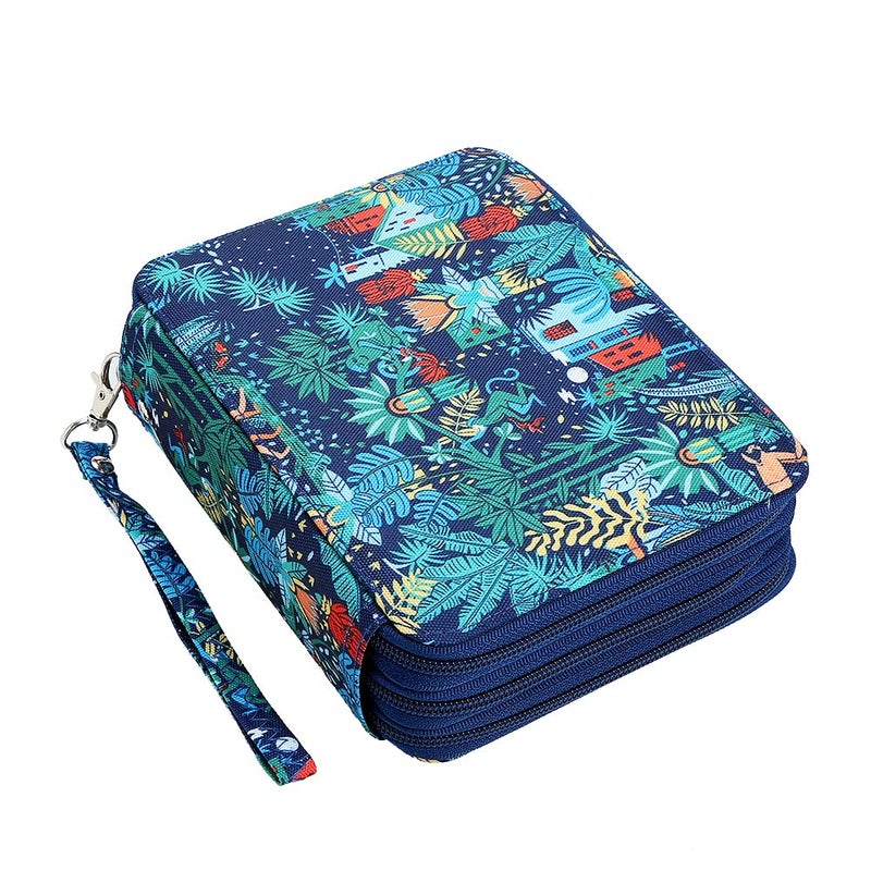 Lbxgap Zippered Pencil Case72 Slots Handy Pencil Holders with Printing Pattern for Watercolor Pens or Markers Pencil Case Organizer for Artist