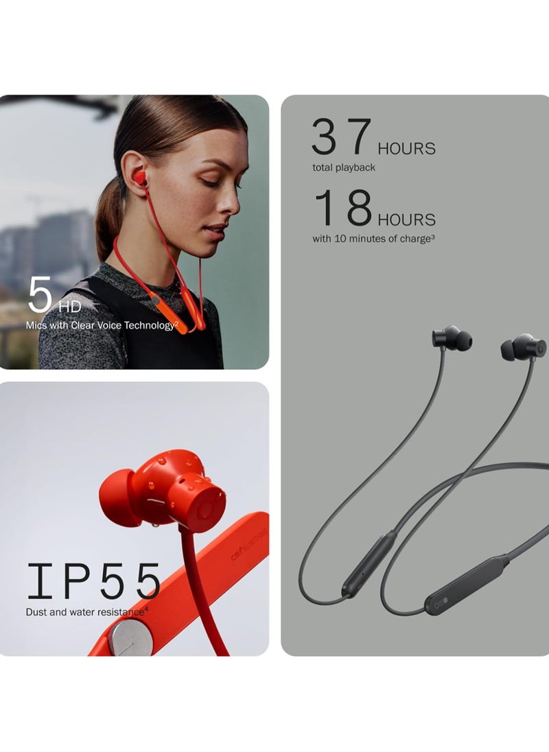 Neckband Pro, with Ultra Bass Technology, upto 50dB noise cancellation, upto 37 hours of playback time, Dual Connection supported, Light Grey Light Grey