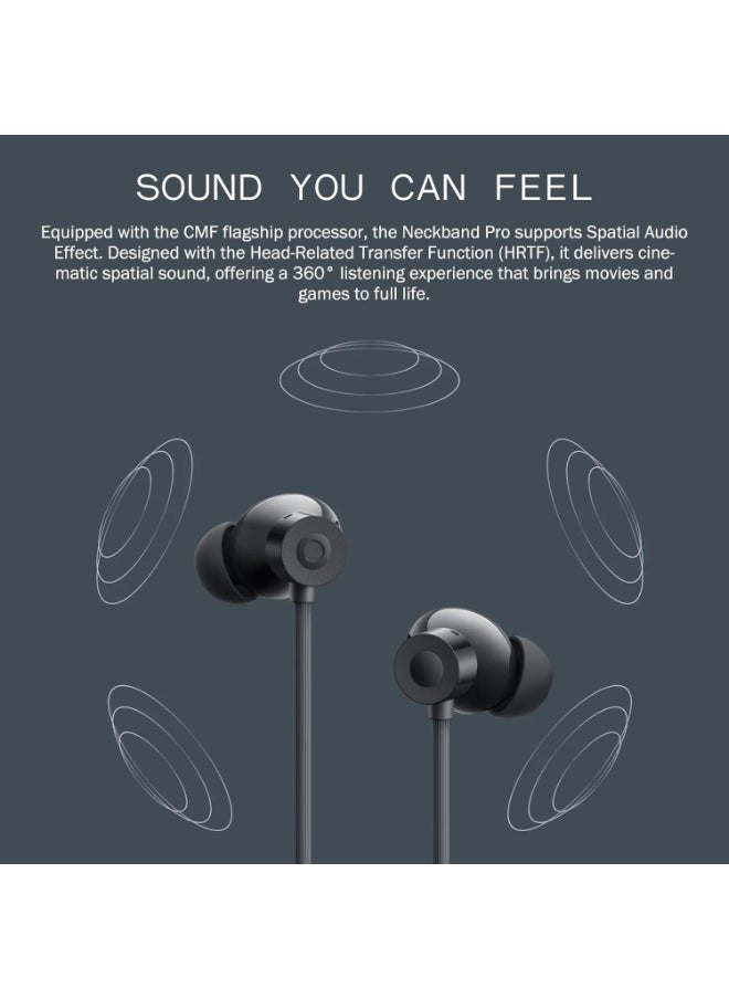 Neckband Pro, with Ultra Bass Technology, upto 50dB noise cancellation, upto 37 hours of playback time, Dual Connection supported, Light Grey Light Grey