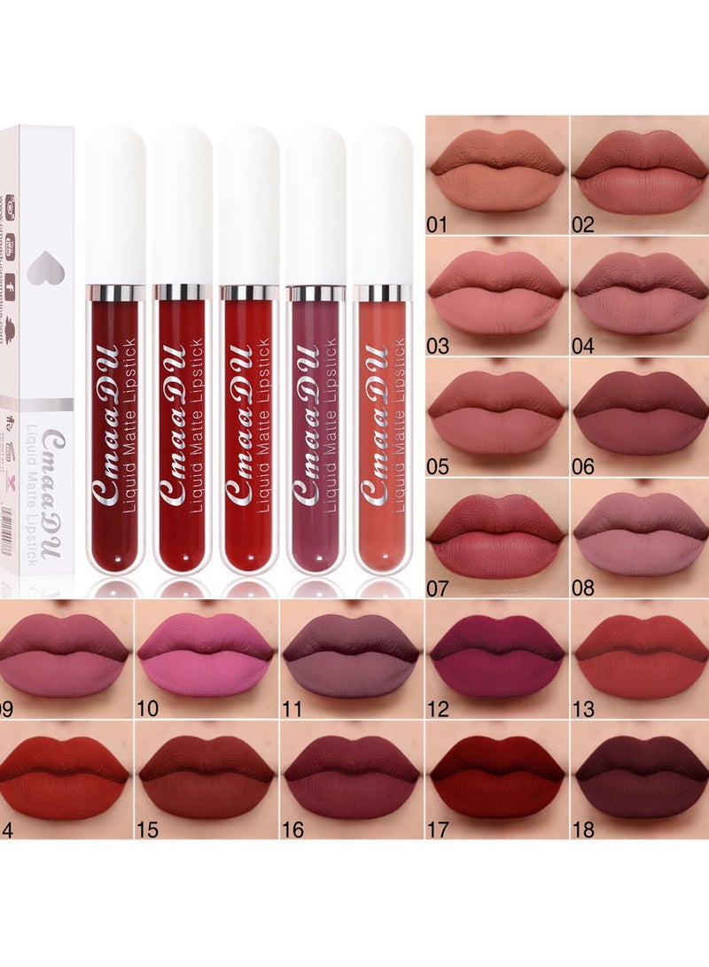 CmaaDu 1pc Liquid Lipstick Lip Gloss, Waterproof Nude Lipstick, Non Fade Long Lasting Color Matte, Natural Formula Hydrating Lip Liner Pens for Multiple Occasions, (Color Matte Lip Gloss_13) - Image 3