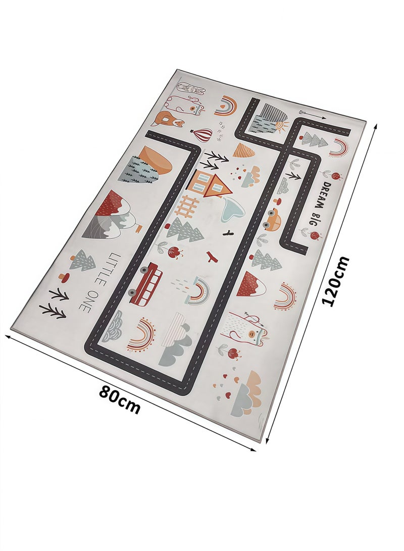 إتش كيو جيمنغ سجادة لعب للأطفال، سجادة لعب للأطفال، سجادة لعب بنظام حركة المرور في المدينة، سجادة للأطفال مع ظهر مطاطي، سجادة لعب للأطفال، سجادة خريطة طريق المدينة، سجادة تعليمية كبيرة، سجادة لعب المسار 80*120 سم - Image 2