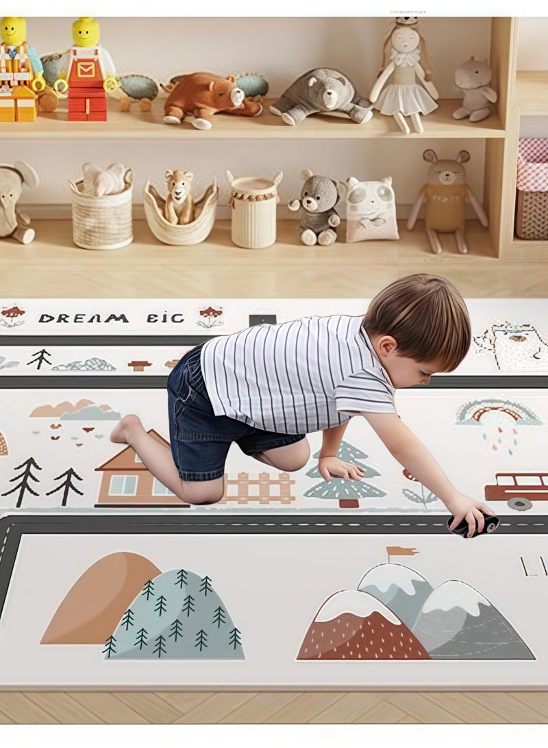 إتش كيو جيمنغ سجادة لعب للأطفال، سجادة لعب للأطفال، سجادة لعب بنظام حركة المرور في المدينة، سجادة للأطفال مع ظهر مطاطي، سجادة لعب للأطفال، سجادة خريطة طريق المدينة، سجادة تعليمية كبيرة، سجادة لعب المسار 80*120 سم - Image 5