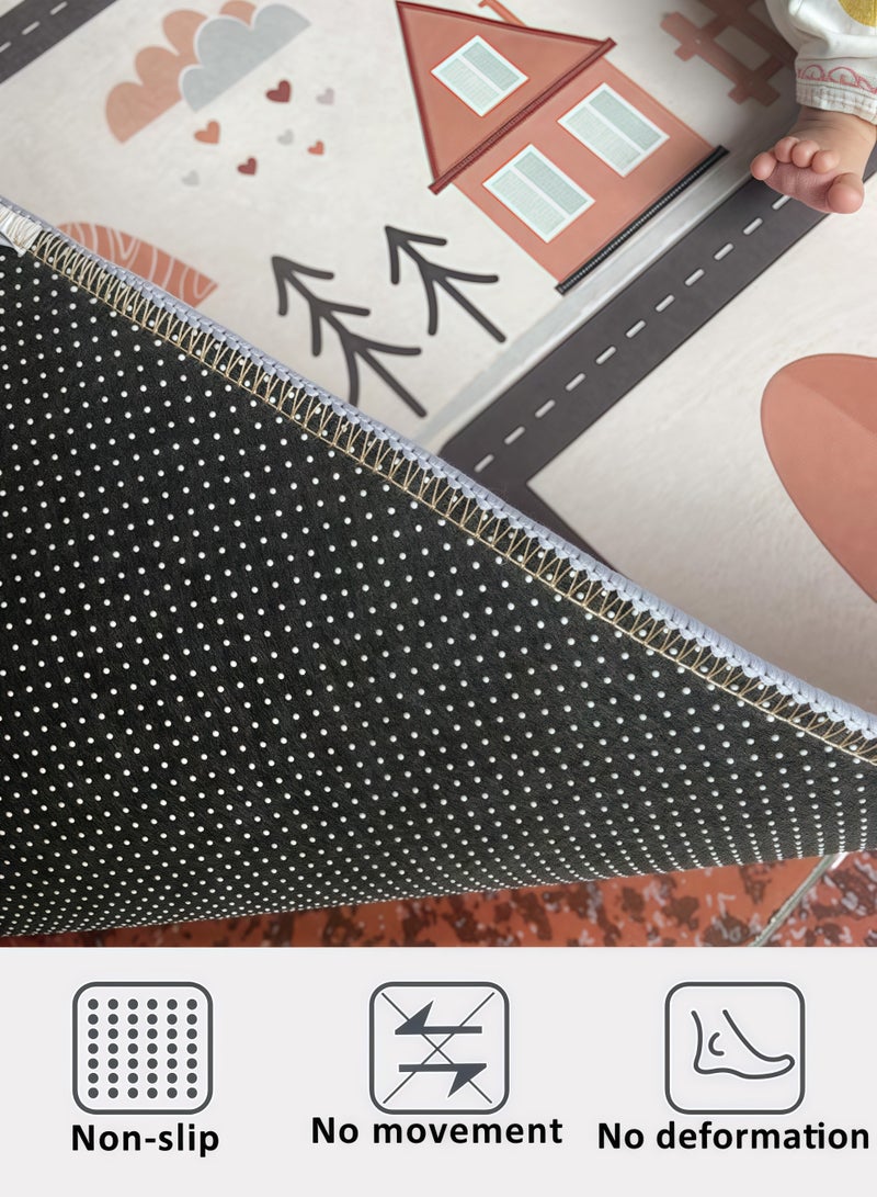 إتش كيو جيمنغ سجادة لعب للأطفال، سجادة لعب للأطفال، سجادة لعب بنظام حركة المرور في المدينة، سجادة للأطفال مع ظهر مطاطي، سجادة لعب للأطفال، سجادة خريطة طريق المدينة، سجادة تعليمية كبيرة، سجادة لعب المسار 80*120 سم - Image 3