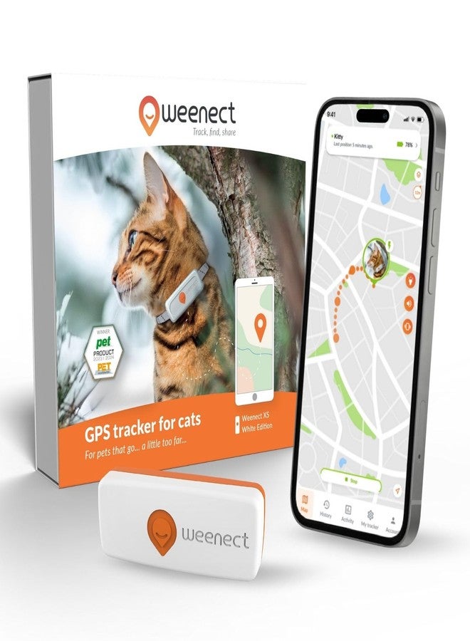 Weenect Cat XS - GPS Tracker for Cats | Real-time GPS Tracking | Smallest Model on the Market | Operates with a Subscription | Collar Included - Image 1