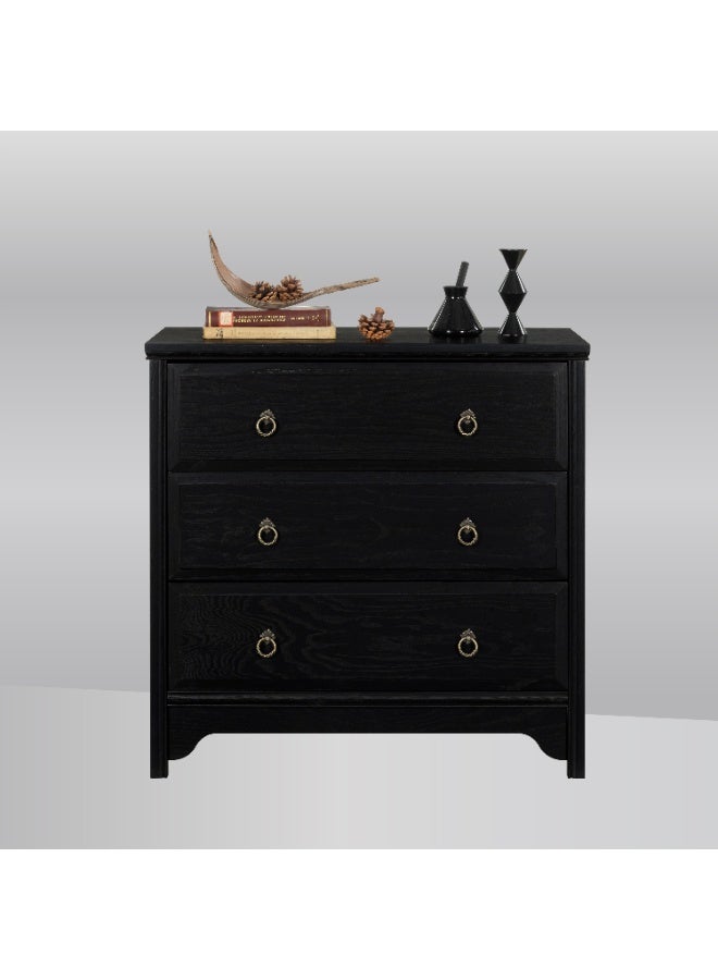 DOOHWAN Solid Wood Dresser for Bedroom- Natural Wood Veneers & Water Based Paint Finished- Vintage Chests of Drawers, Small 3 Drawer Dresser - Image 1