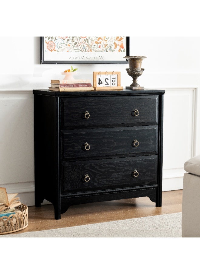 DOOHWAN Solid Wood Dresser for Bedroom- Natural Wood Veneers & Water Based Paint Finished- Vintage Chests of Drawers, Small 3 Drawer Dresser - Image 3