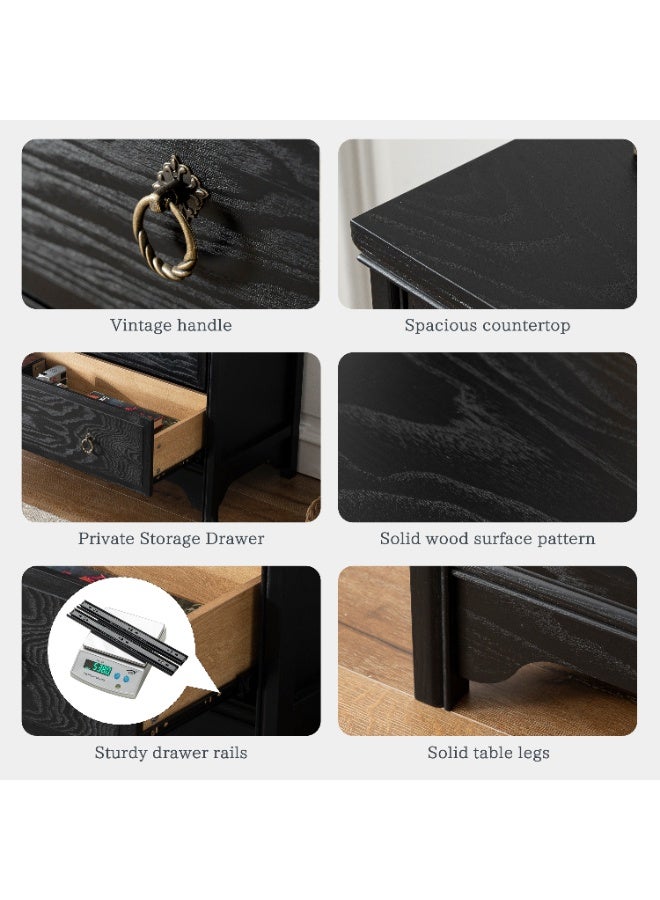 DOOHWAN Solid Wood Dresser for Bedroom- Natural Wood Veneers & Water Based Paint Finished- Vintage Chests of Drawers, Small 3 Drawer Dresser - Image 4