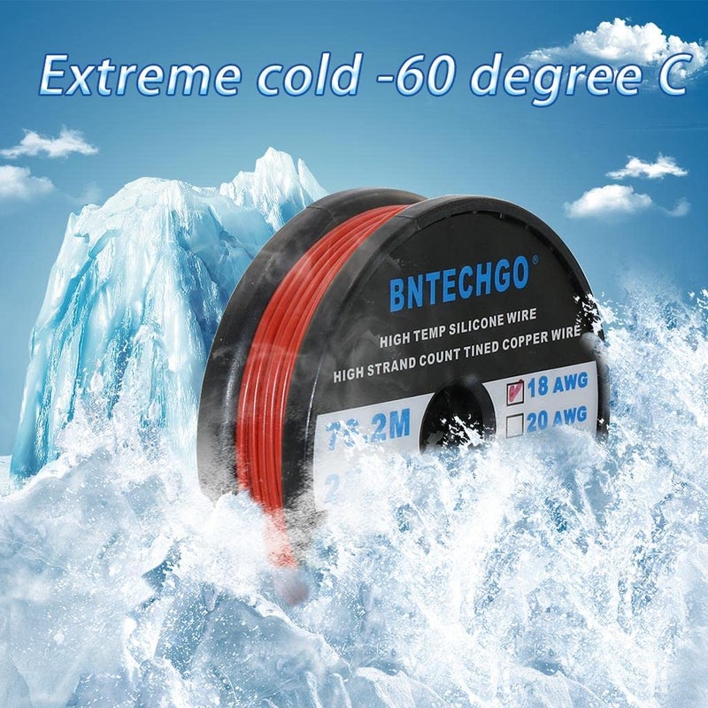 BNTECHGO 18 Gauge Silicone Wire Spool 250 ft Red Flexible 18 AWG Stranded Tinned Copper Wire - Image 4