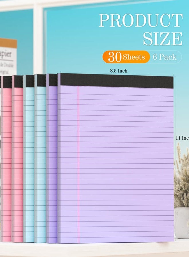 Zaviko Legal Pads 8.5 x 11 Colored Note Pads 8.5 x 11 Note Paper, 6 Pack Purple Paper Pads 8.5 x 11 Wide Ruled Notepads, Colored Legal Pads 8-1/2 x 11 Writing Pad, Pink Notebook Paper 8.5 x 11, 30 Sheets/Pad - Image 2