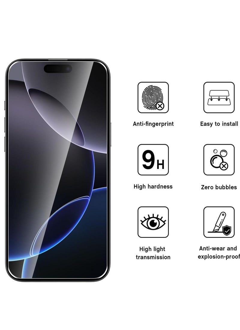 BORTONY iPhone 16 Pro Screen Protector 6.3” HD Clear iPhone 16 Pro Tempered Glass 9H Hardness Sensor Protection Full-Coverage Easy Installation  - Image 2