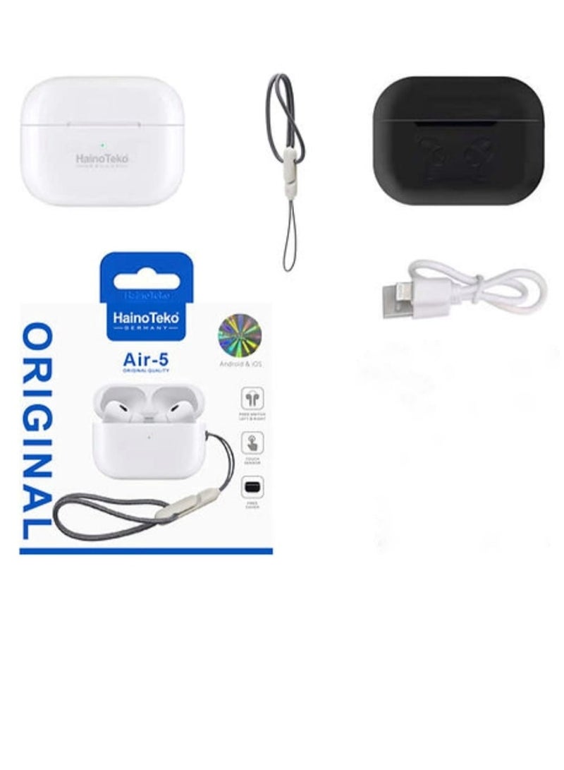 هينو تيكو سماعة أذن بلوتوث Air-5 مع حافظة من السيليكون وحبل تعليق - Image 1