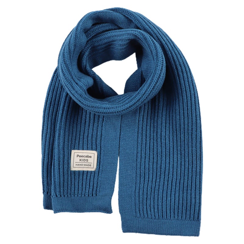 Peecabe Kids Scarf Soft Warm Knit Neck Warmer Winter Classic Scarf for Boys Girls (Denim Blue) - Image 1