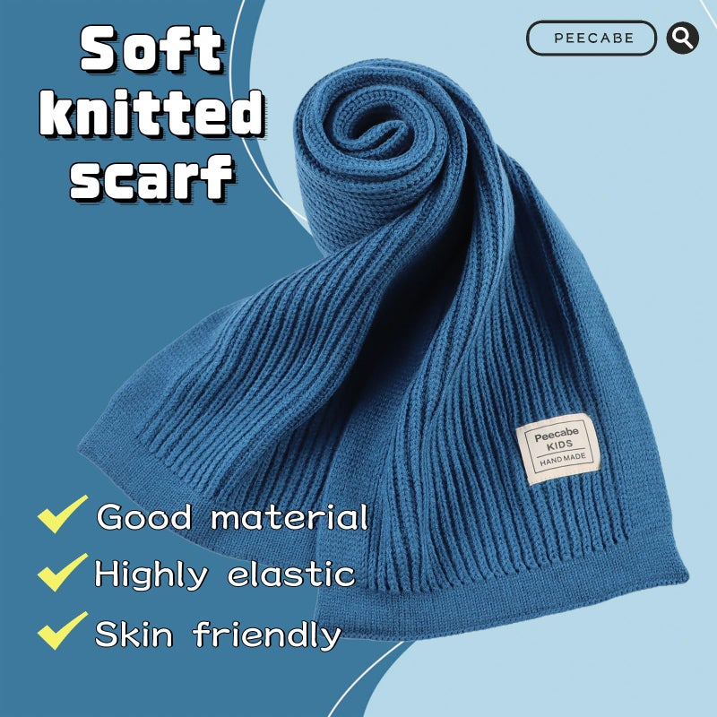 Peecabe Kids Scarf Soft Warm Knit Neck Warmer Winter Classic Scarf for Boys Girls (Denim Blue) - Image 3