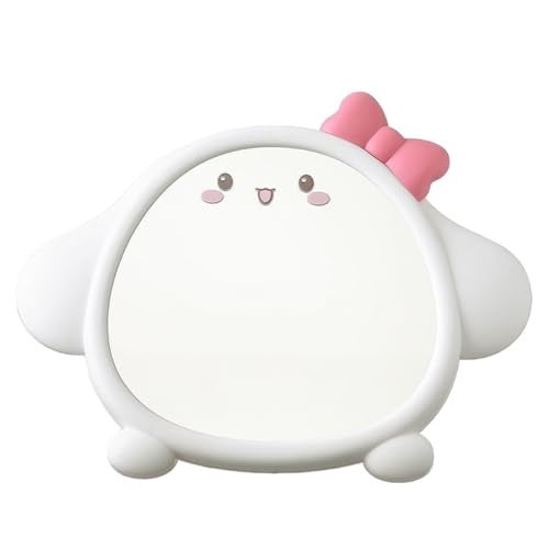 Spooky Cute Makeup Mirror Cartoon Puppy Mirror for Desk, Desktop Mirror with Stand for Girls, Kids, Hanging Vanity Makeup Mirror for Bedroom, Bathroom, Office, Dressing Room (B-White) - Image 1
