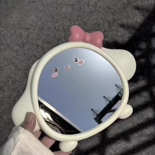 Spooky Cute Makeup Mirror Cartoon Puppy Mirror for Desk, Desktop Mirror with Stand for Girls, Kids, Hanging Vanity Makeup Mirror for Bedroom, Bathroom, Office, Dressing Room (B-White) - Image 4