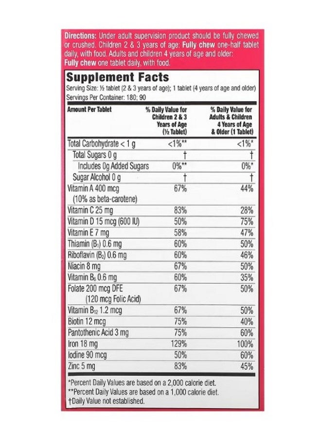Flintstones - Childrens Multivitamin Plus Extra Iron 90 Chewable Tablets - Image 1