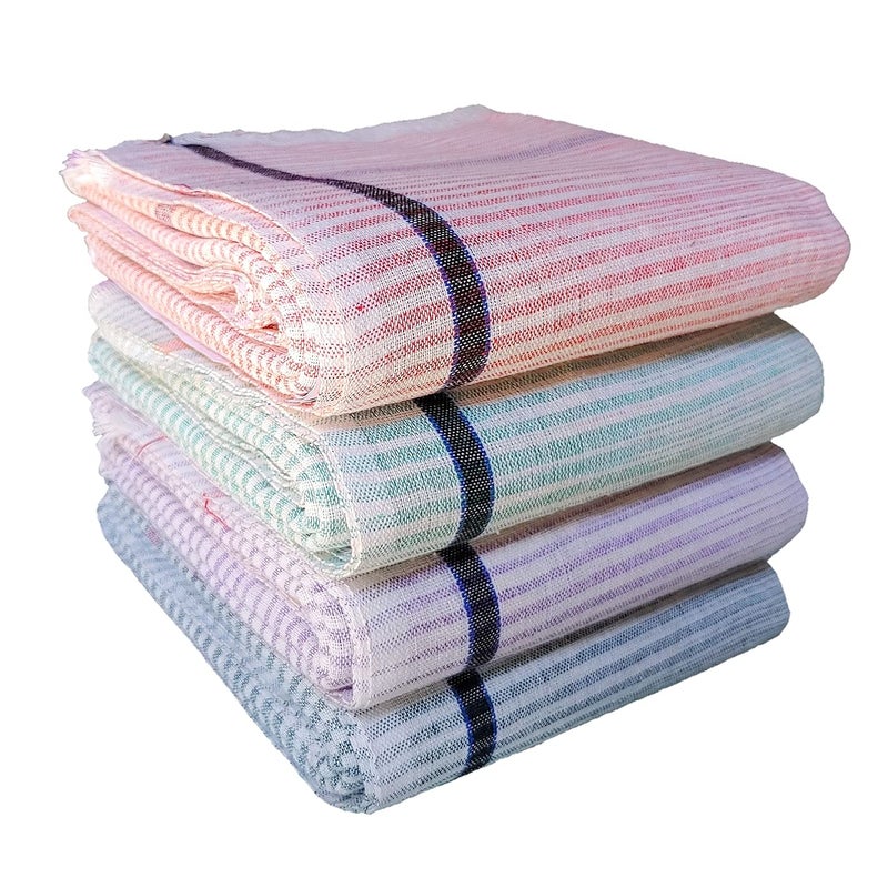 Mk weaves 100% Cotton Towel Gamcha (300 GSM /30x64 Inches) for Men & Women Skin Friendly Shrink Proof Pack of 4 - Image 1