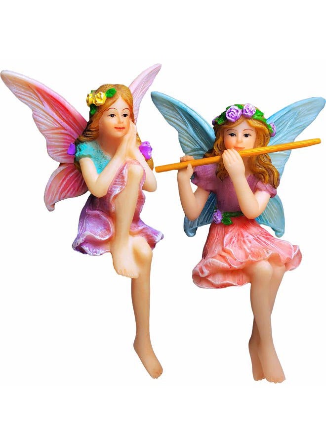 Mood Lab Fairy Garden - Miniature Fairies Figurines - Sitting Girls Set of 2 pcs - for Outdoor or House Decor Statue Kit - Image 1
