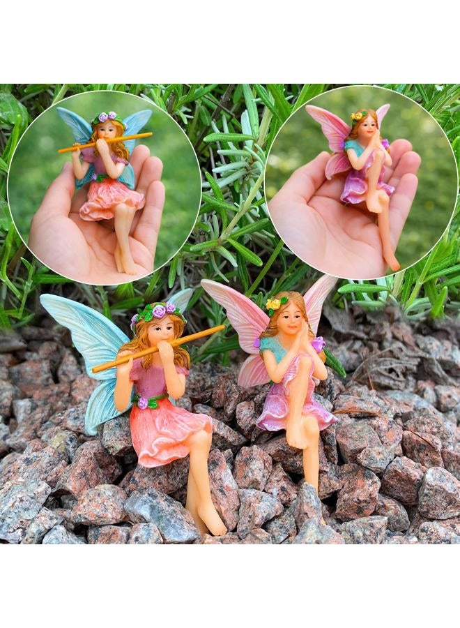 Mood Lab Fairy Garden - Miniature Fairies Figurines - Sitting Girls Set of 2 pcs - for Outdoor or House Decor Statue Kit - Image 4