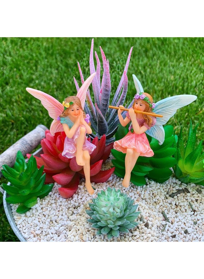 Mood Lab Fairy Garden - Miniature Fairies Figurines - Sitting Girls Set of 2 pcs - for Outdoor or House Decor Statue Kit - Image 2