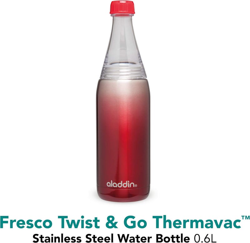 Aladdin Fresco Twist & Go Thermavac™ Stainless Steel Water Bottle 0.6L Red - Image 2